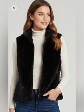 Nicole Miller Black Reversible Faux Fur Quilt Puffer Vest Black Size L Gorpcore